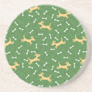 lucky dogs with bones background coaster
