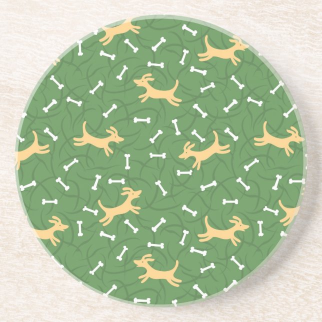 lucky dogs with bones background coaster (Front)