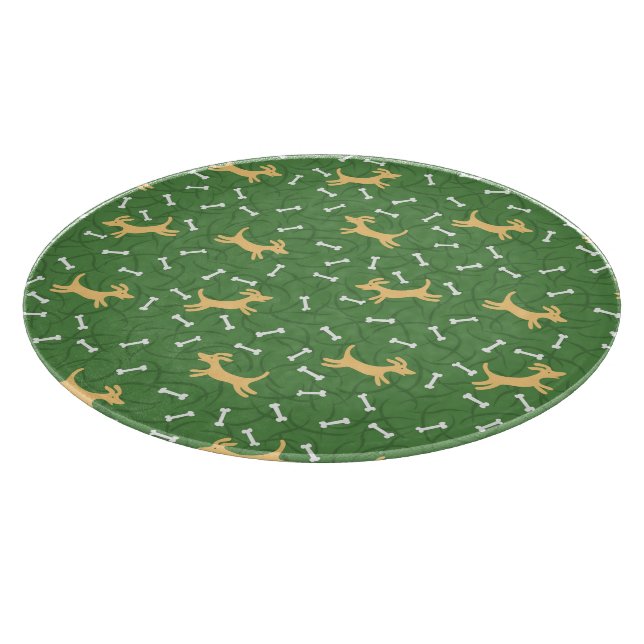 lucky dogs with bones background cutting board (Corner)
