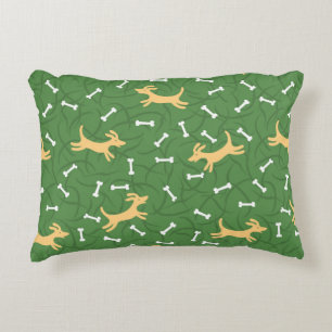 lucky dogs with bones background decorative cushion