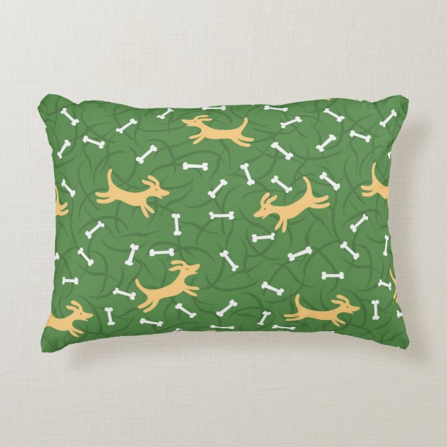 lucky dogs with bones background decorative cushion (Front)