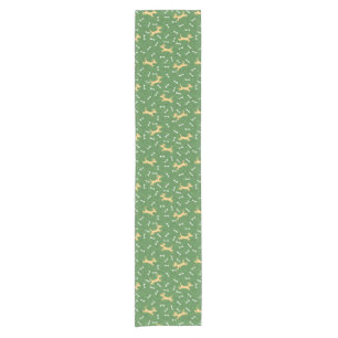 lucky dogs with bones background short table runner