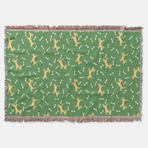 lucky dogs with bones background throw blanket