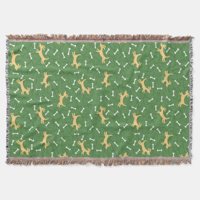 lucky dogs with bones background throw blanket (Front)
