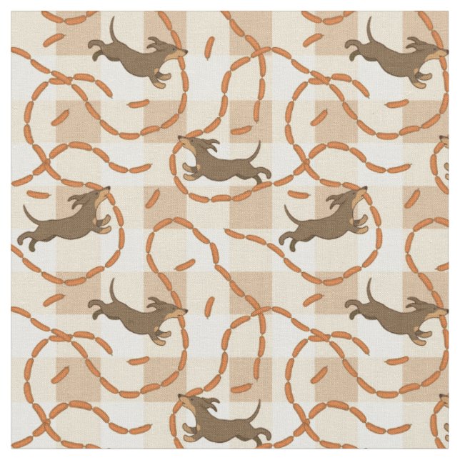 lucky dogs with sausages background fabric (Close Up)