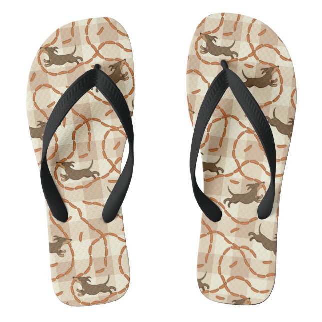 lucky dogs with sausages background flip flops (Footbed)