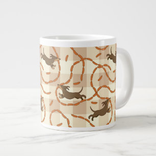 lucky dogs with sausages background large coffee mug