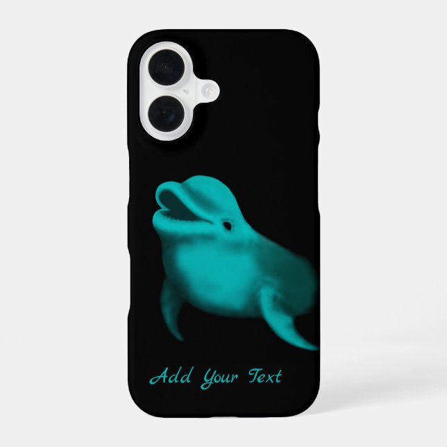 Lucky Dolphin - Add Your Text iPhone 16 Case (Back)
