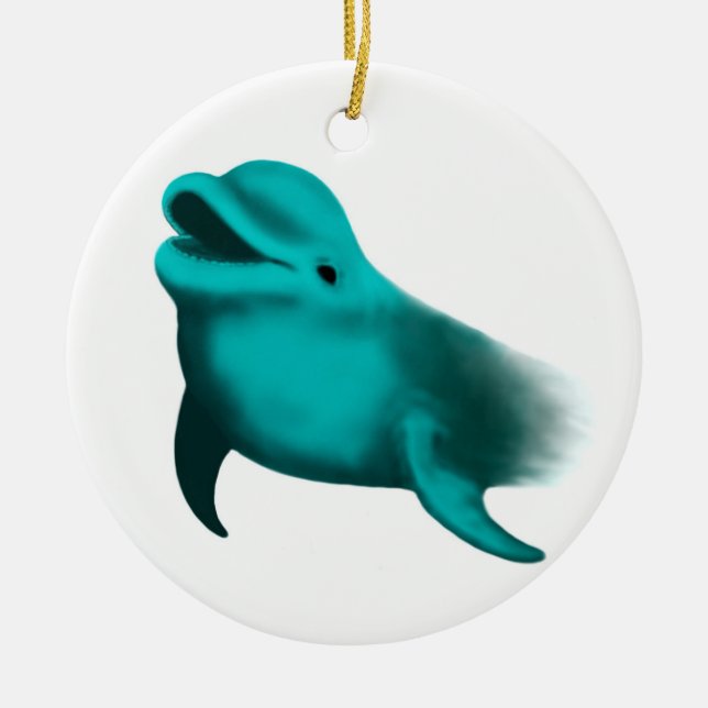 Lucky Dolphin Ceramic Tree Decoration (Front)