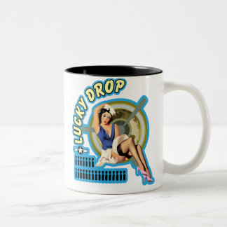 Lucky Drop WWII Nose Art Two-Tone Coffee Mug