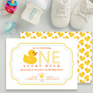 Lucky Duck 1st Birthday Invite | Rubber Duck Theme