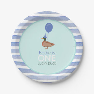 Lucky Duck 1st Birthday Paper Plate