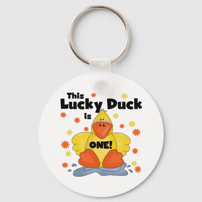 Lucky Duck 1st Birthday  T-shirts and Gifts Key Ring (Front)