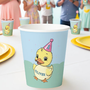 Lucky Duck 1st Birthday Vintage Duckie Partyware Paper Cups