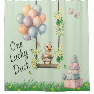 Lucky Duck Birthday Back Drop Shower Curtain