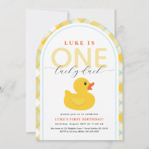 Lucky Duck First Birthday Arch Invitation