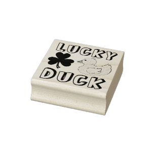 Lucky Duck Rubber Ducky Shamrock Clover Stamp