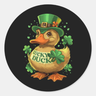 Lucky Duck Shamrock Funny St Patricks Day Waterfow Classic Round Sticker