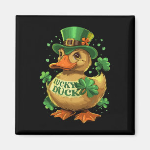 Lucky Duck Shamrock Funny St Patricks Day Waterfow Magnet