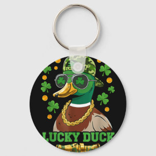 Lucky duck st patricks day mallard duck hunter men key ring