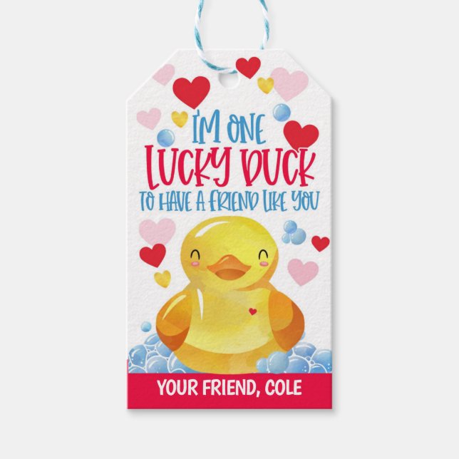 Lucky Duck Valentine Favour Tag (Front)
