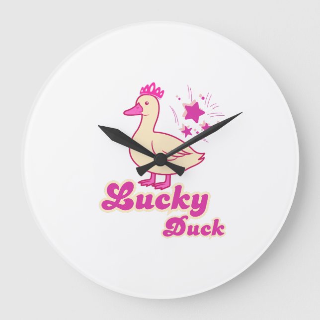 Lucky Duck women T-shirt Modern Design Large Clock (Front)