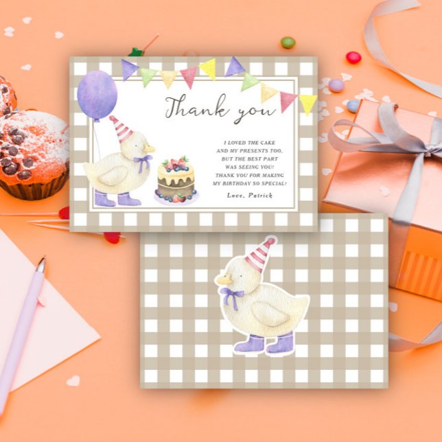 Lucky Duckling birthday party thank you (Creator Uploaded)