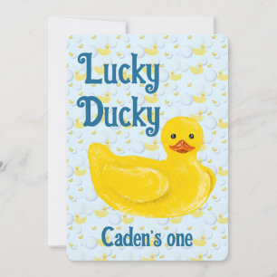 Lucky Ducky First Birthday Invitation