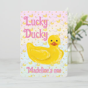 Lucky Ducky First Birthday Invitation