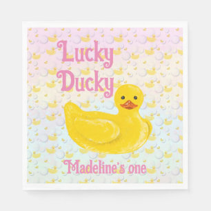 Lucky Ducky First Birthday Invitation Napkin