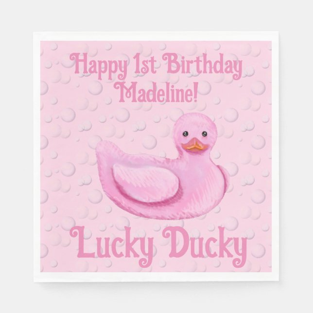 Lucky Ducky First Birthday  Napkin (Front)