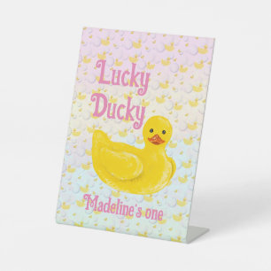 Lucky Ducky First Birthday Pedestal Sign