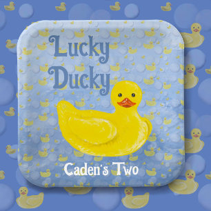 Lucky Ducky Second Birthday Invitation Paper Plate
