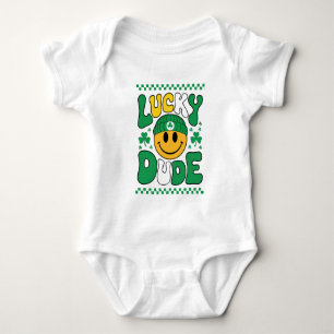 Lucky Dude Smile Face St. Patrick’s Day Baby Bodysuit