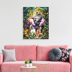 Lucky Elephant Canvas Wall Art by NickysArt