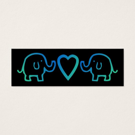 lucky elephants in love mini business card