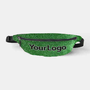 Lucky Emerald Green Glitter Luxury Business Logo Bum Bags