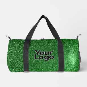 Lucky Emerald Green Glitter Luxury Business Logo Duffle Bag