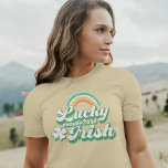 Lucky Enough to be Irish T-Shirt<br><div class="desc">Cute retro style lettering that says "Lucky enough to be Irish" alongside a vintage style rainbow and matching shamrock.  Perfect for wearing on St. Patrick's Day!</div>