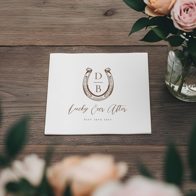 Lucky Ever After Classy Horseshoe Monogram Wedding Napkin (Lucky Ever After Classy Horseshoe Monogram Wedding Napkins)