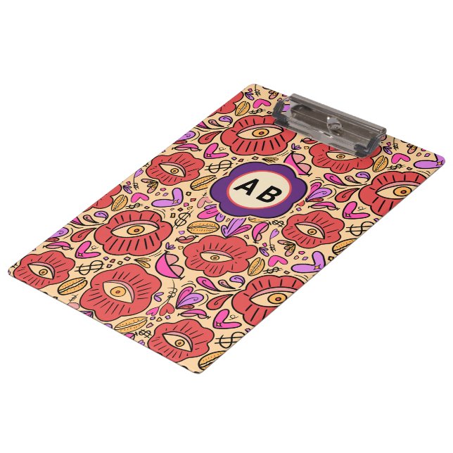 Lucky Eye Floral Pattern Clipboard (Angled)