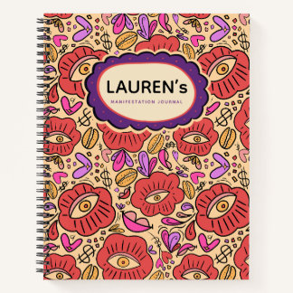 Lucky Eye Floral Pattern Spiral Notebook