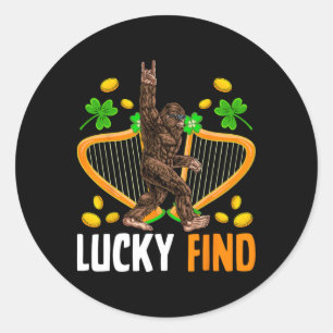 Lucky Find Bigfoot Happy St Patricks Day Shirt Fun Classic Round Sticker