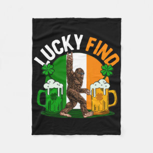 Lucky Find Bigfoot Happy St Patricks Day Shirt Fun Fleece Blanket
