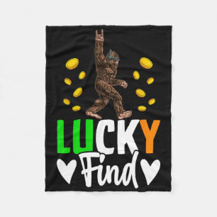 Lucky Find Bigfoot Happy St Patricks Day Shirt Fun Fleece Blanket