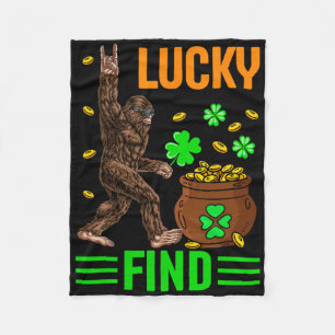 Lucky Find Bigfoot Happy St Patricks Day Shirt Fun Fleece Blanket