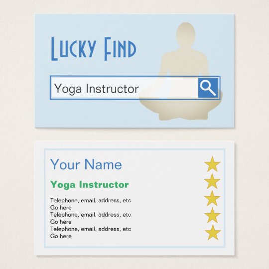 "Lucky Find" Yoga Instructor Business Cards