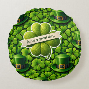 Lucky for leaf clover Saint Patrick's Day Patrick' Round Cushion