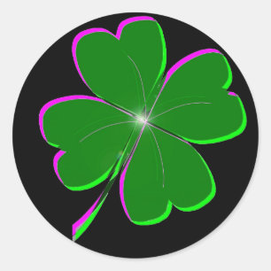 Lucky Four Leaf Clover  Classic Round Sticker