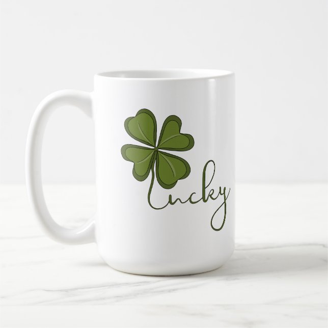 Lucky Four Leaf Clover Coffee Mug (Left)